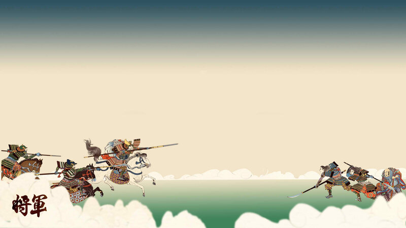 Samurai Warriors in Battle — Beige