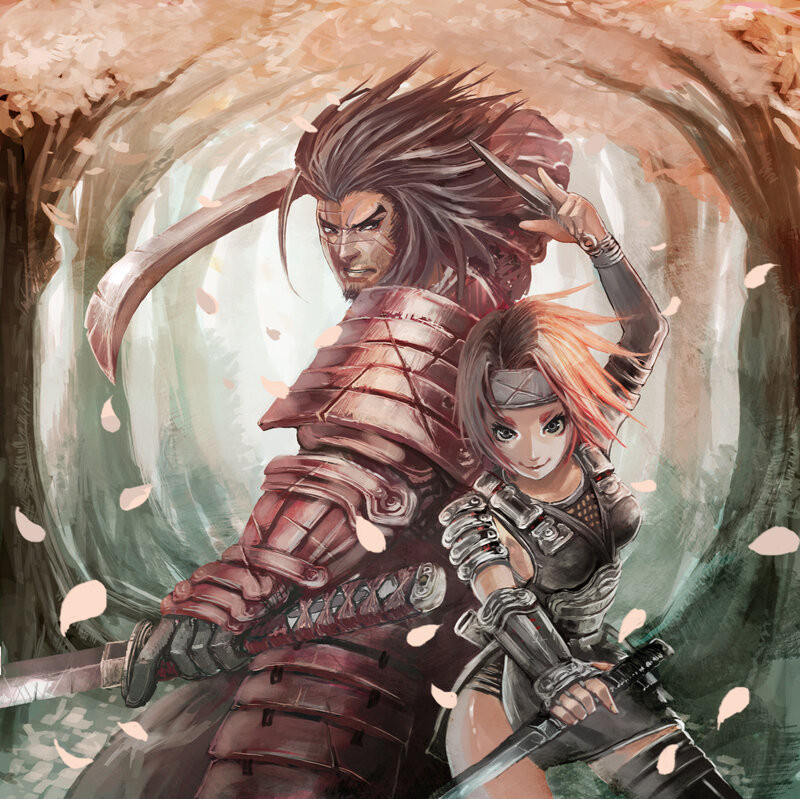 Samurai Warriors in Battle — Brown