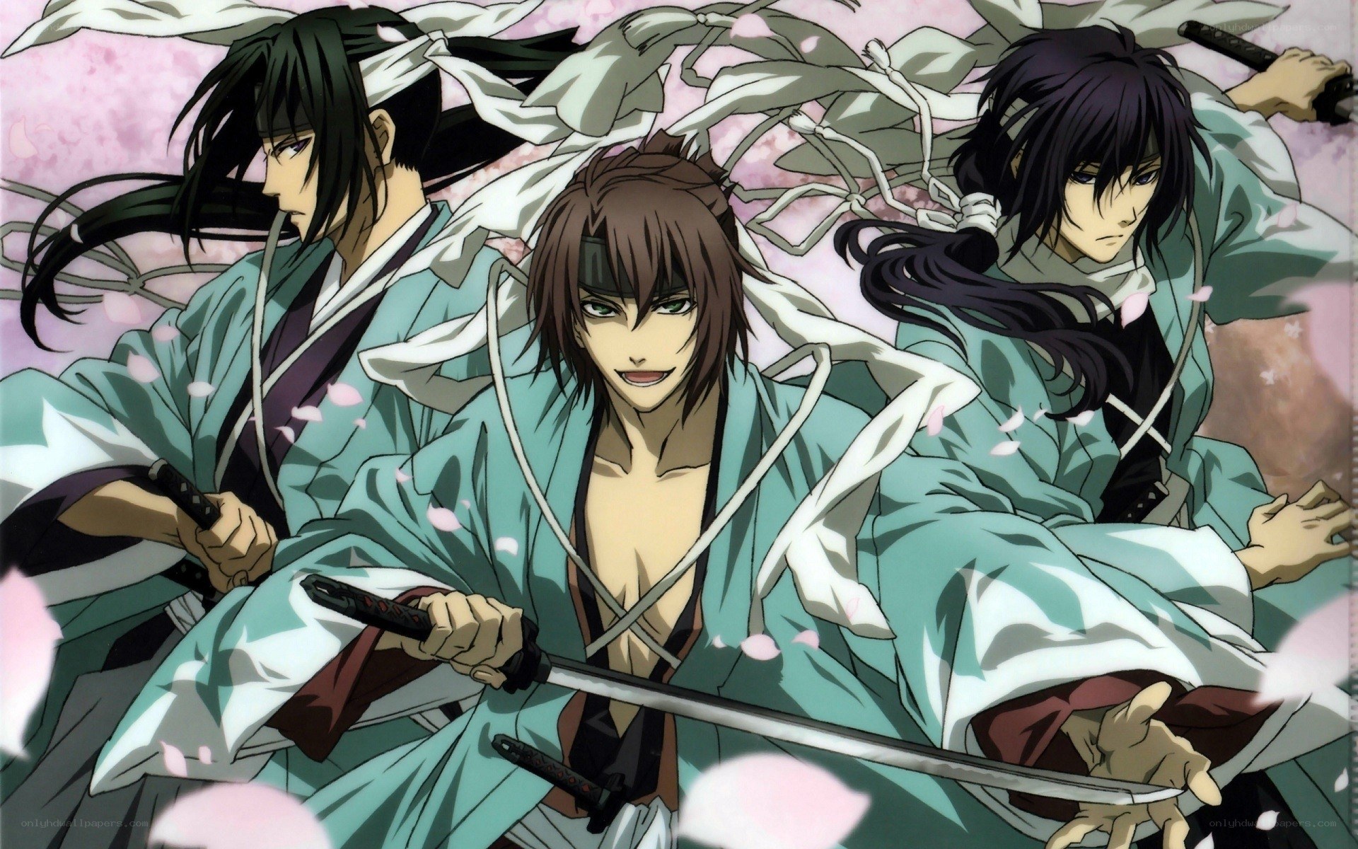 Samurai warriors in cherry blossoms