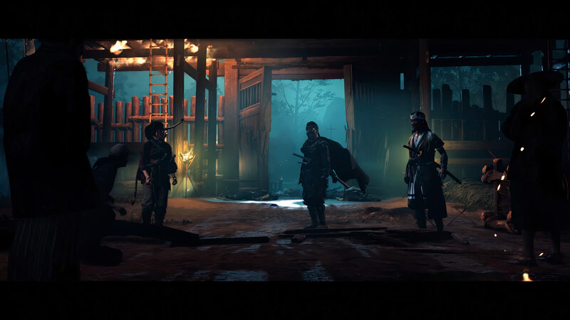 Samurai Warriors in Courtyard