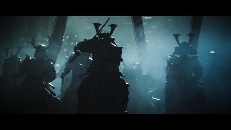 Samurai Warriors in Fog — Black, Dark