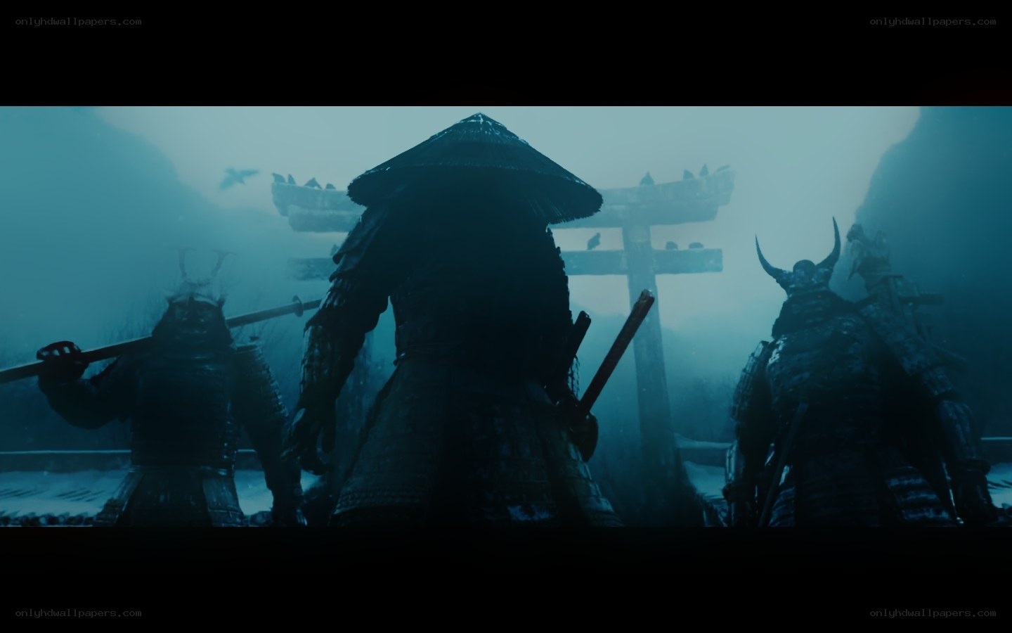 samurai warriors in mist