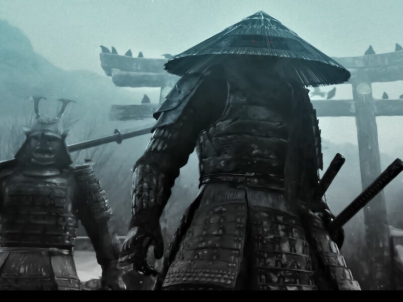 Samurai warriors in mist