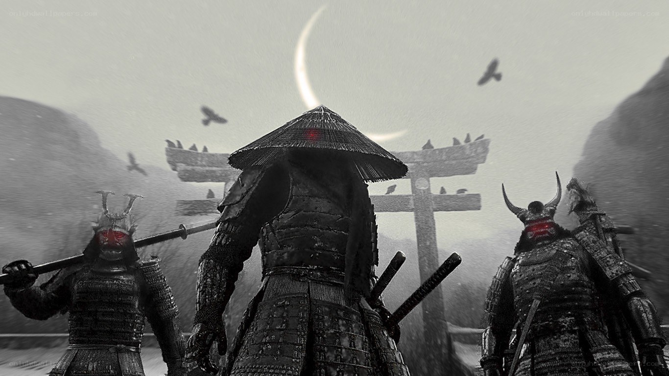 Samurai warriors in mist