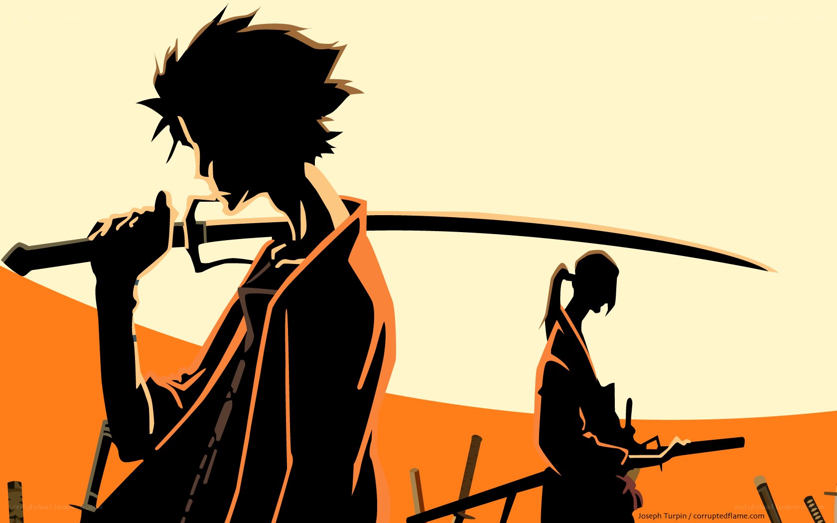 samurai warriors in silhouette