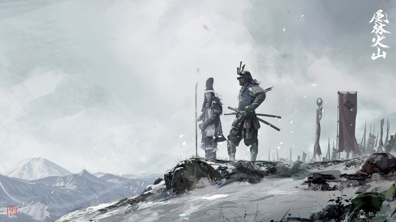Samurai Warriors in Snow — White