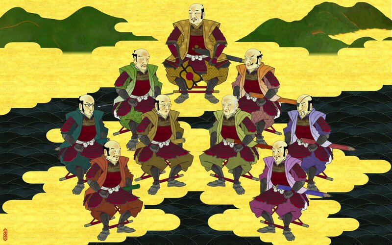 Samurai warriors on clouds