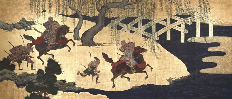 Samurai Warriors on Horseback — Gold, Dramatic