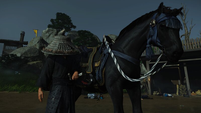 Samurai with Black Horse