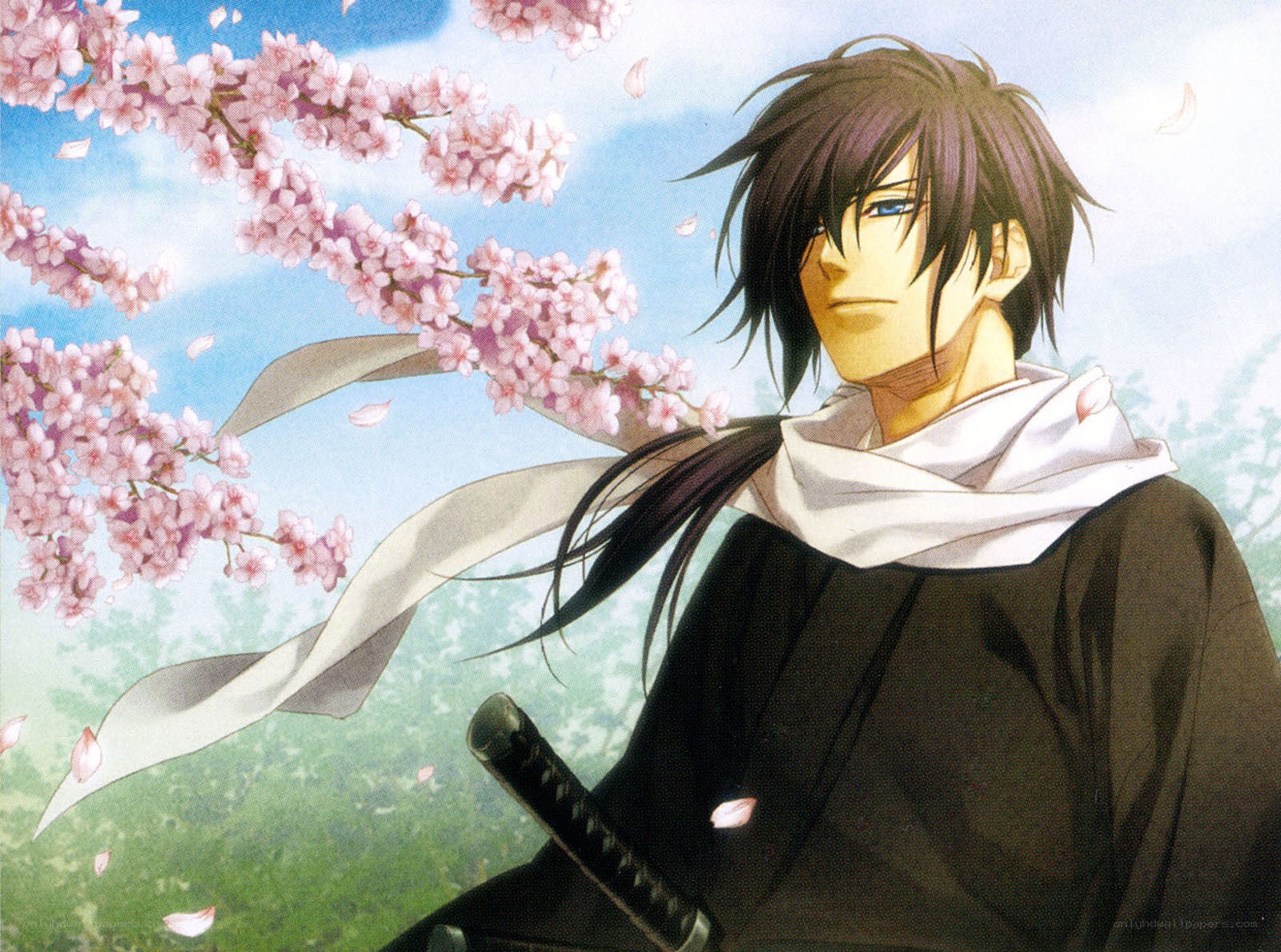 samurai with cherry blossoms