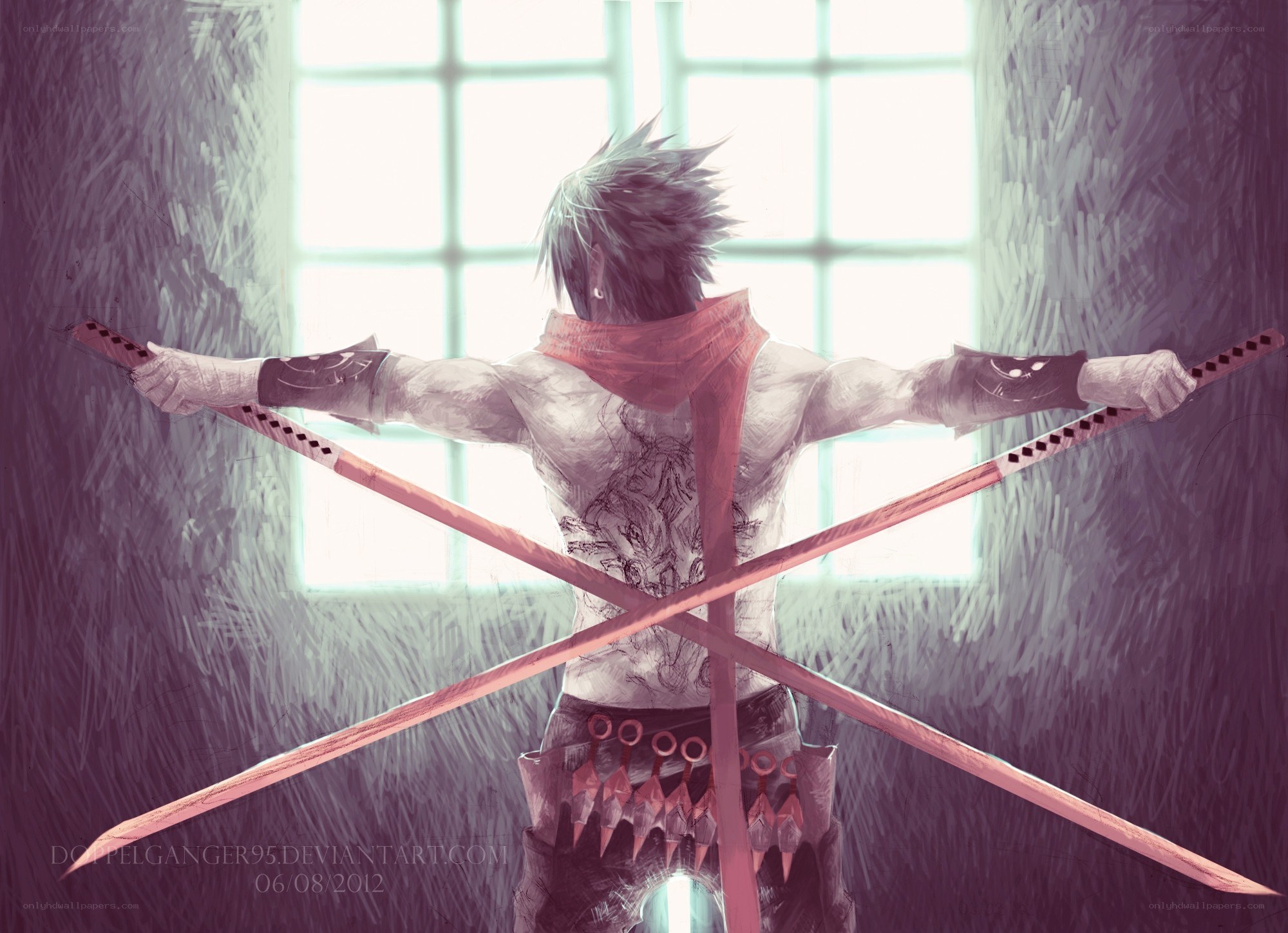 Samurai with crossed swords