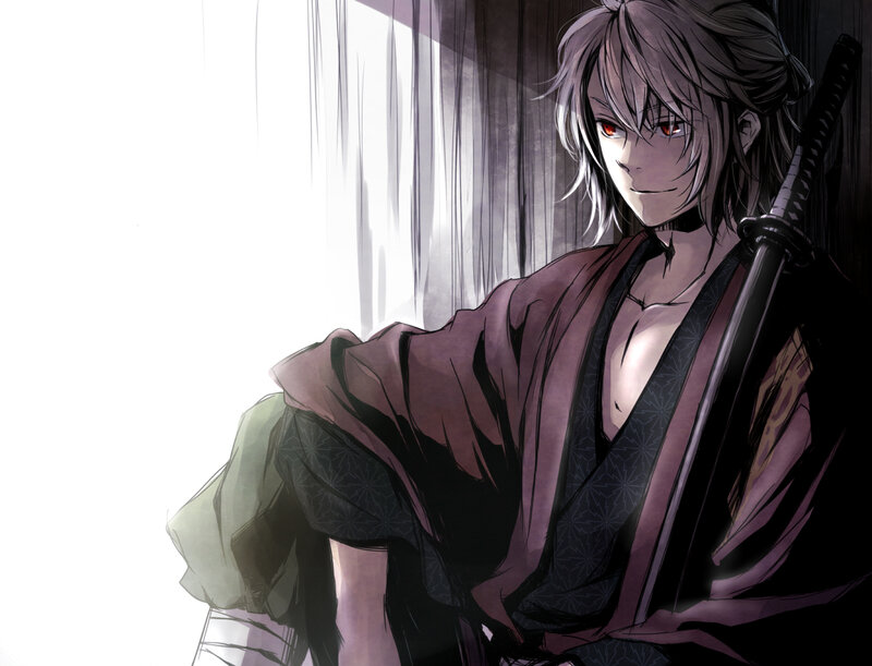 samurai with red eyes