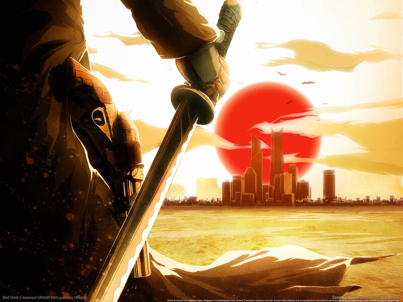 Samurai with sword at sunset