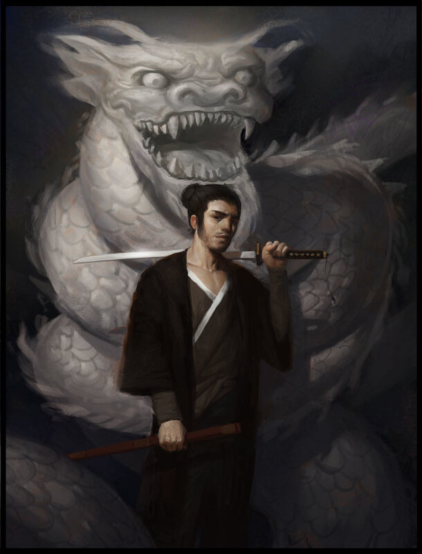 Samurai with Sword — Black