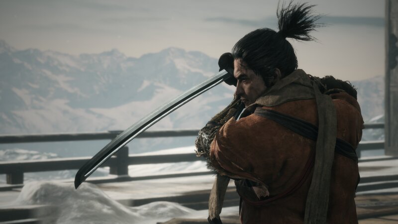 Samurai with Sword — Brown, Dramatic, Winter
