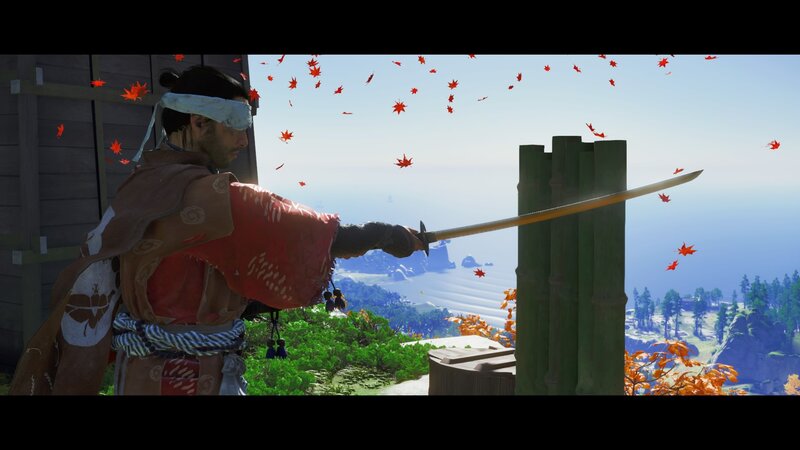 Samurai with Sword — Red, Serene