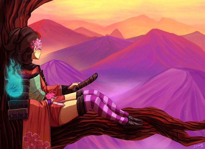 Samurai Woman on Branch