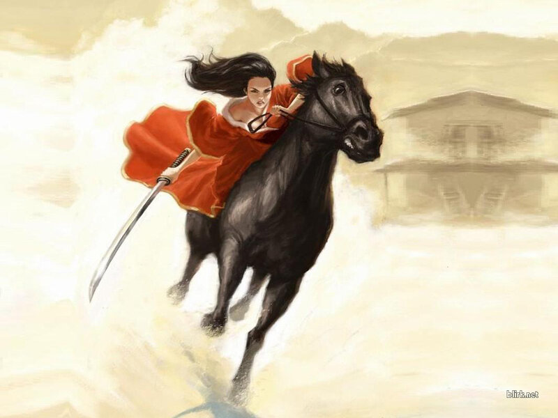 samurai woman on horseback