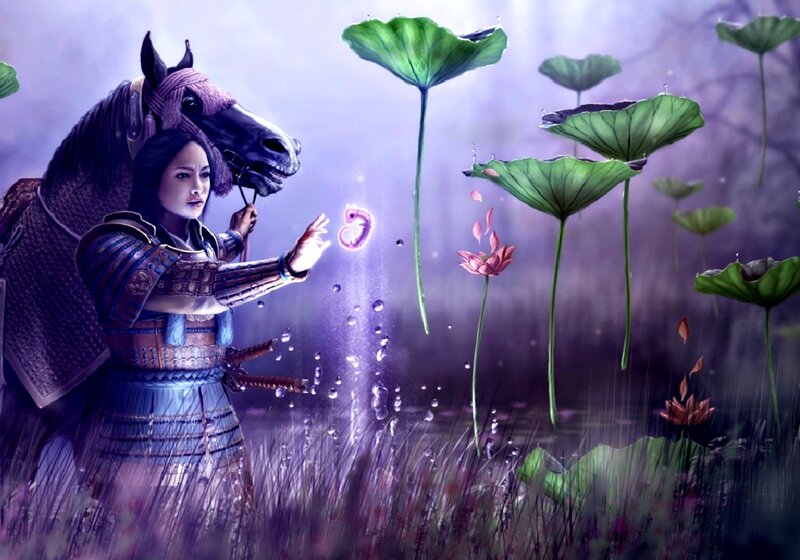 Samurai Woman with Horse