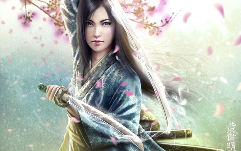 samurai woman with sword