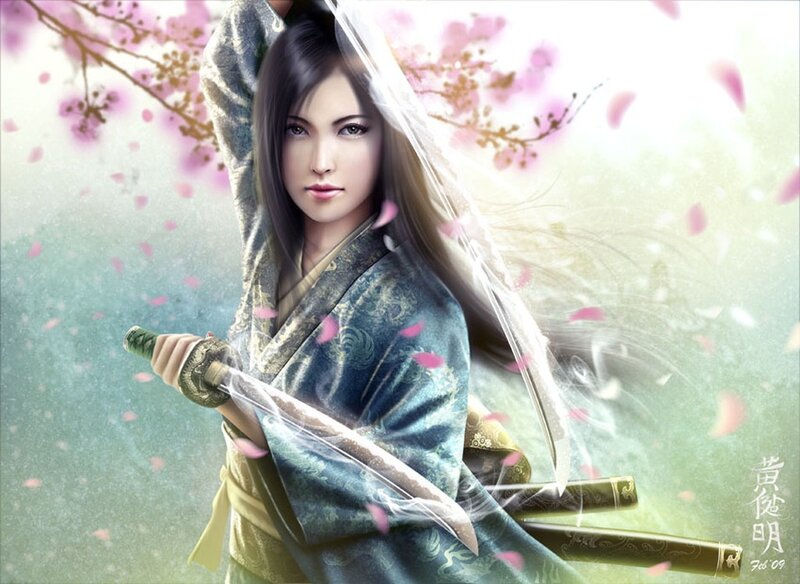 samurai woman with sword