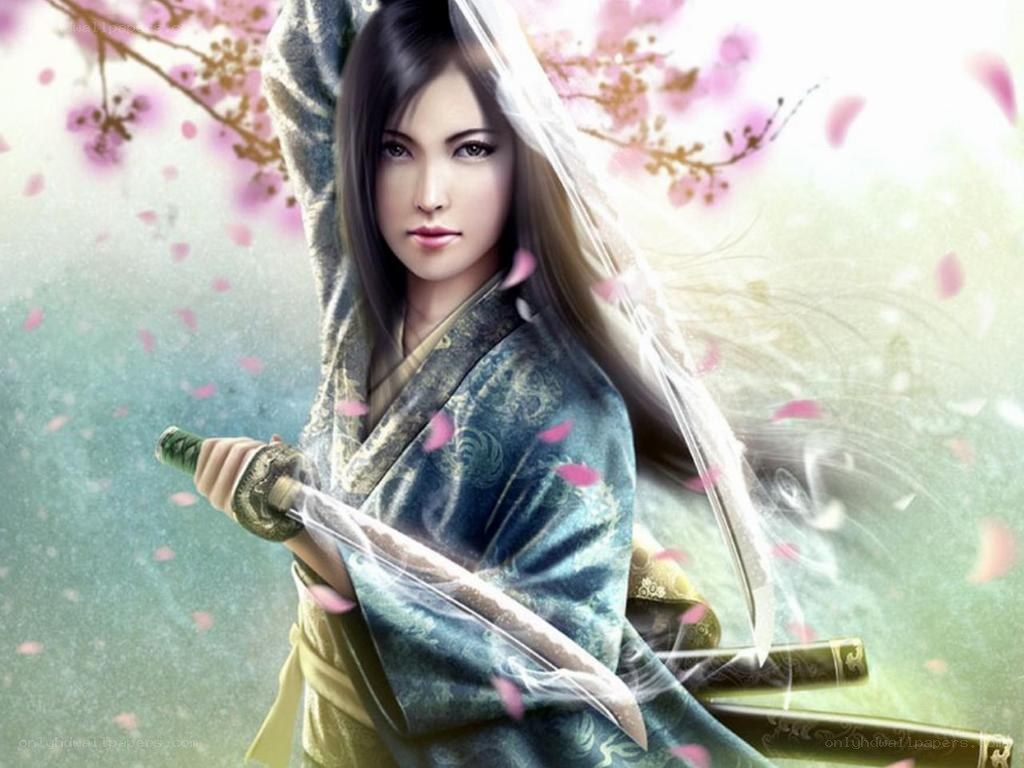 samurai woman with sword