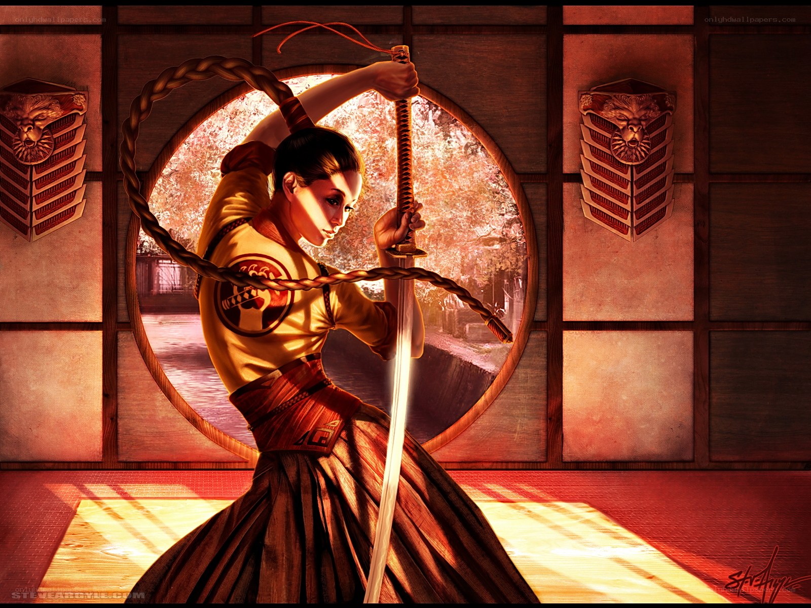 Samurai woman with sword