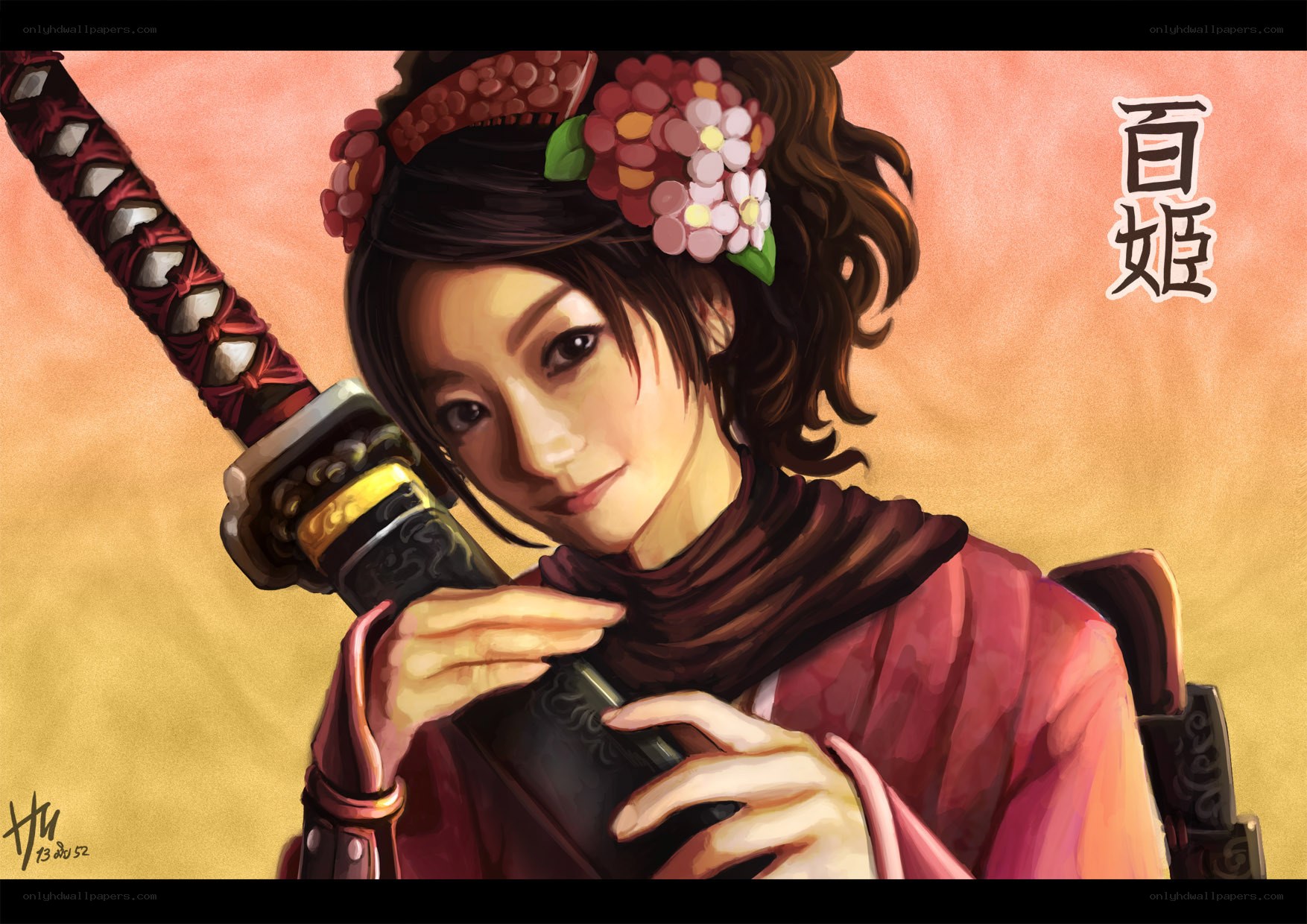 Samurai woman with sword