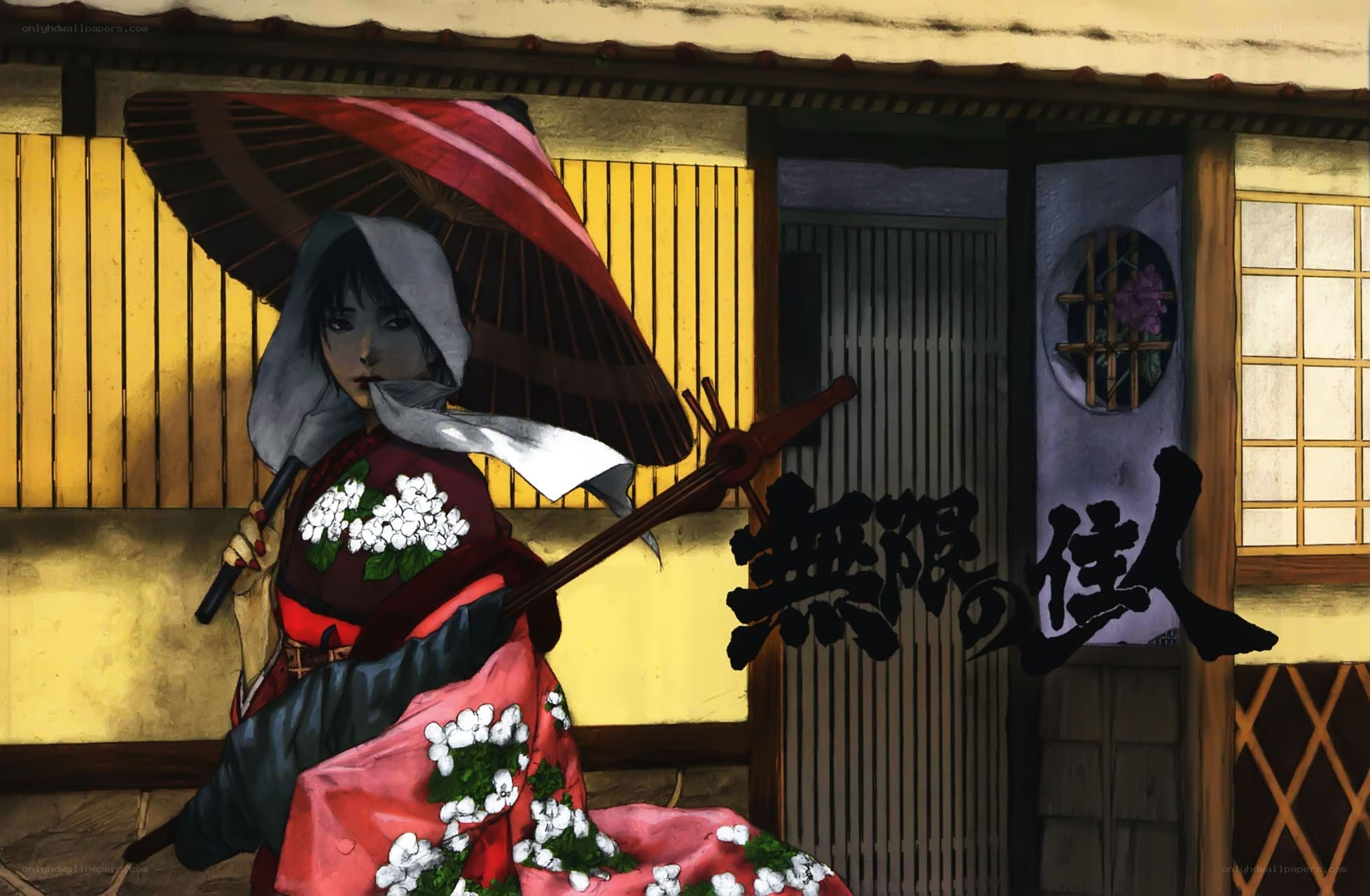 samurai woman with umbrella