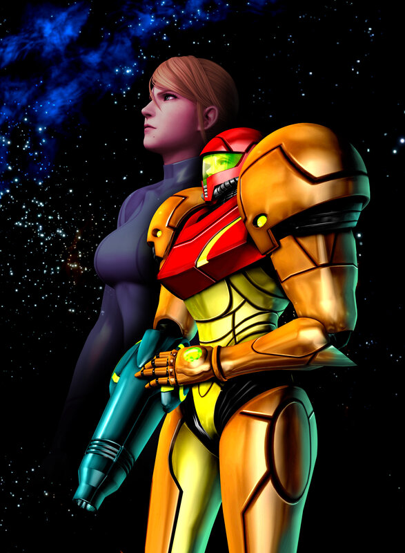 Samus and a woman in space