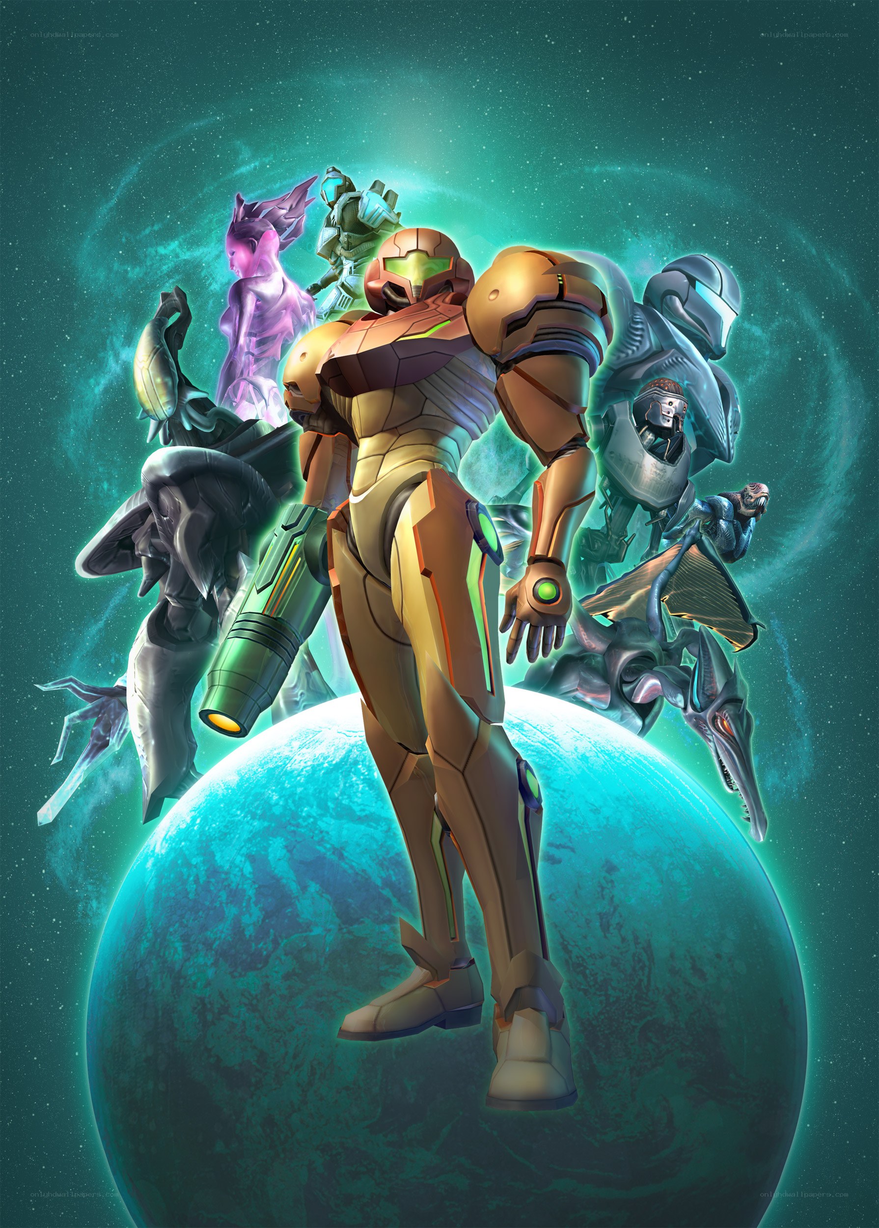 Samus and allies in space