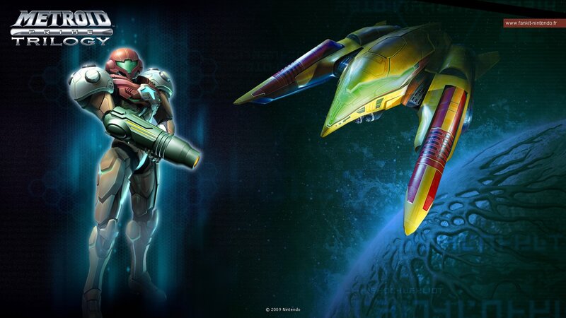 Samus and her ship in space