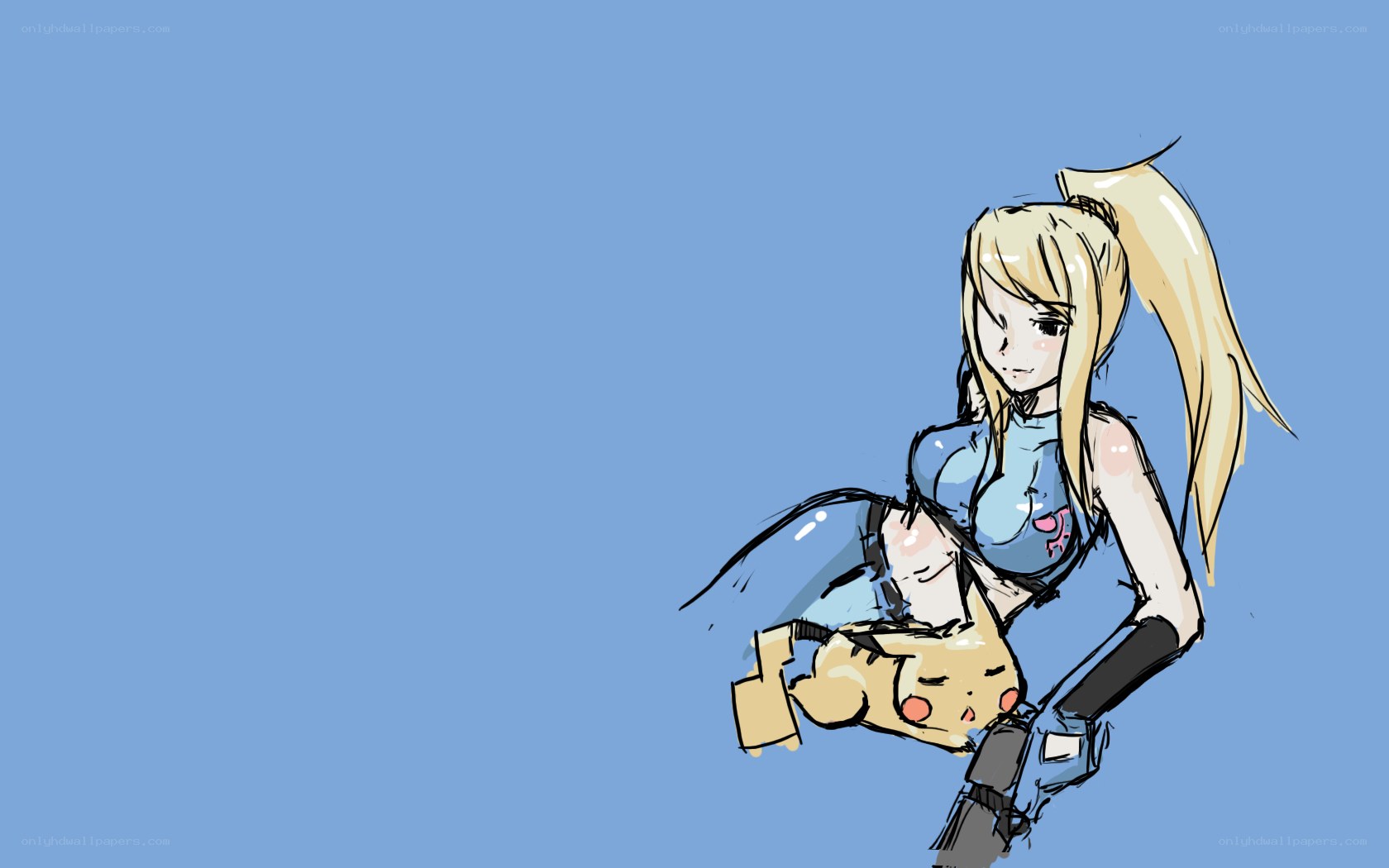 Samus and Pikachu sketch