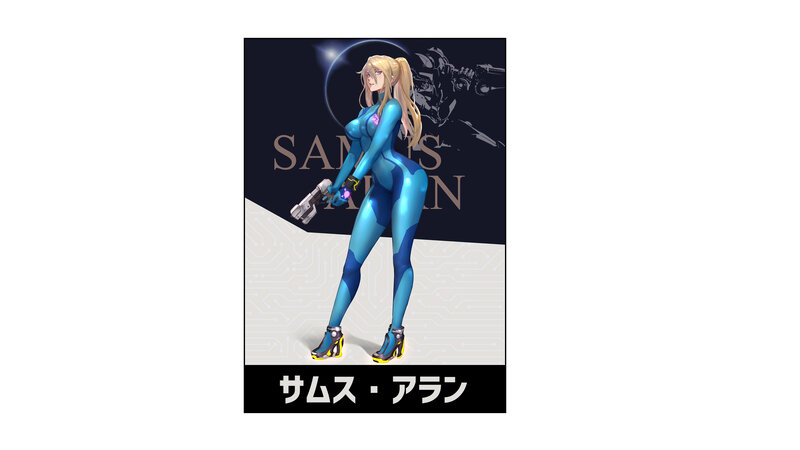 Samus Aran Character — Blue, Dramatic