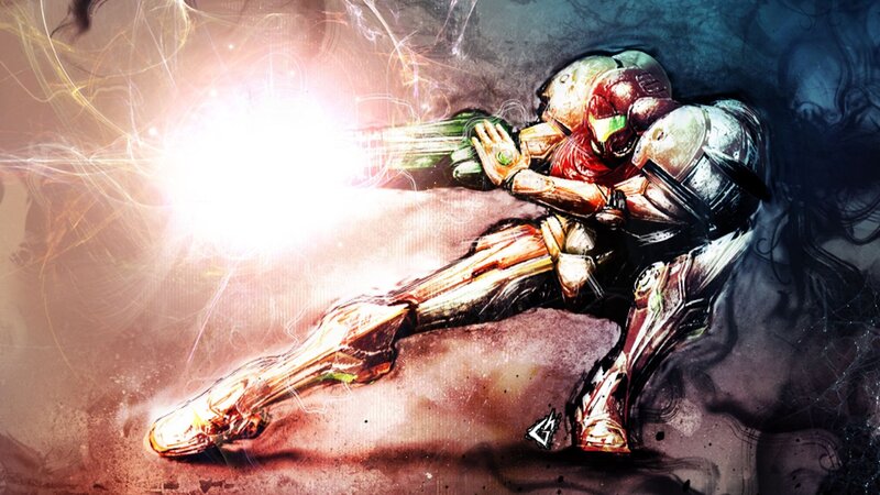 Samus Aran Firing Weapon — Red