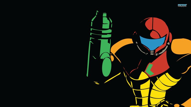 Samus Aran in Armor — Black, Dramatic, Digital Art, Gun