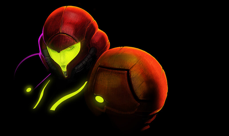 Samus Aran in Armor — Black, Dramatic