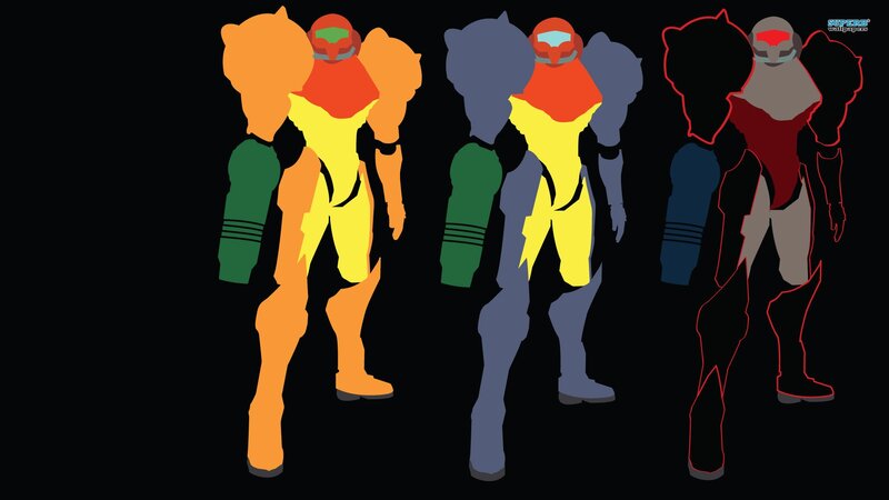 Samus Aran in Armor — Black, Minimalist