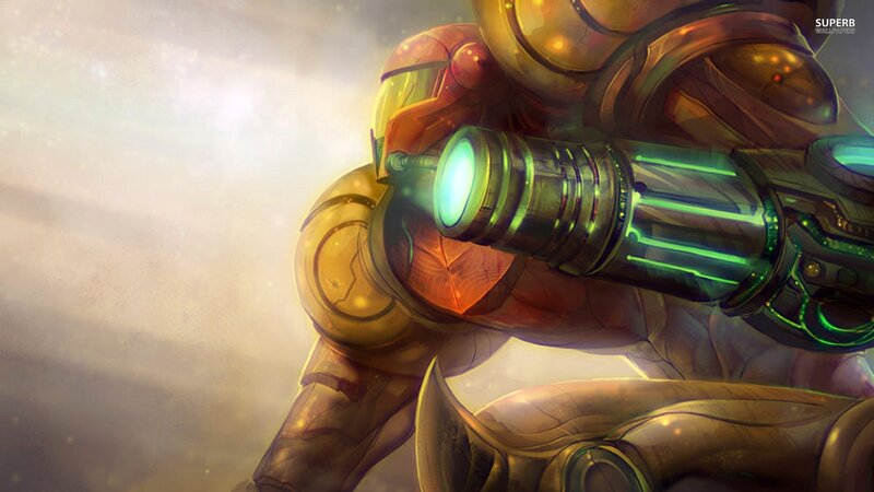 Samus Aran in Armor — Gold, Dramatic