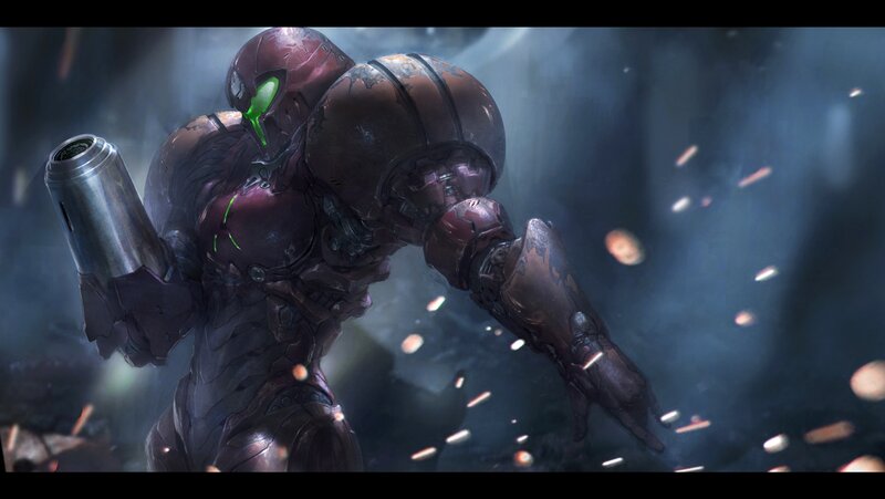 Samus Aran in Armor — Purple, Dramatic