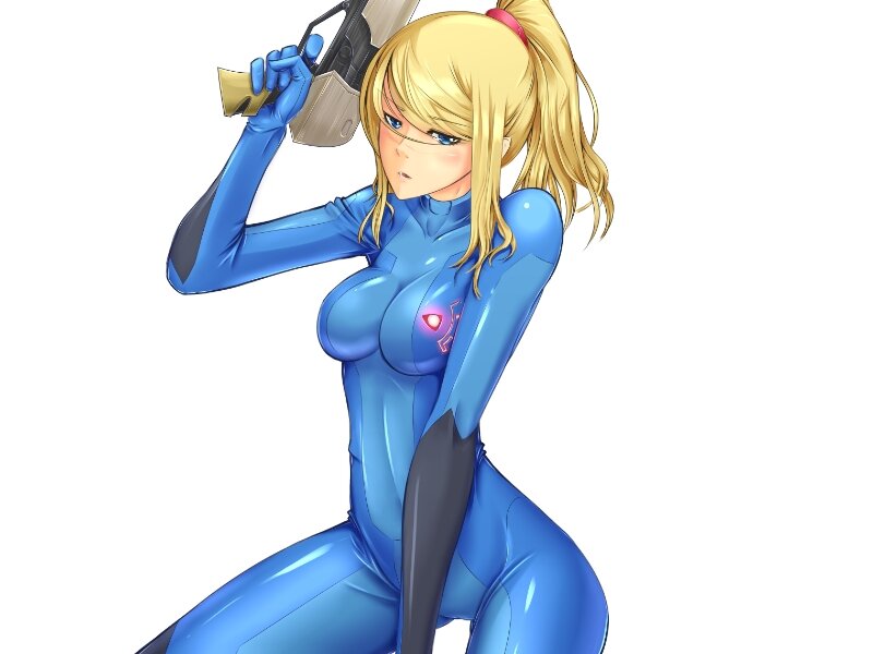 Samus Aran in blue suit