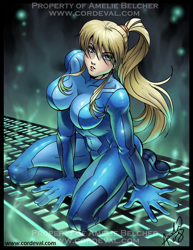 Samus Aran in blue suit
