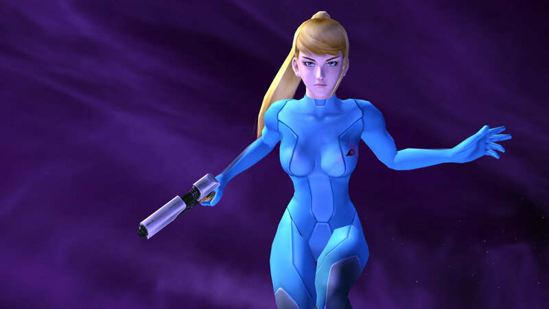 Samus Aran in blue suit