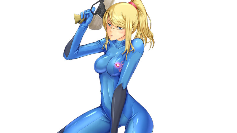 Samus Aran in blue suit