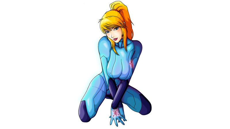 Samus Aran in blue suit