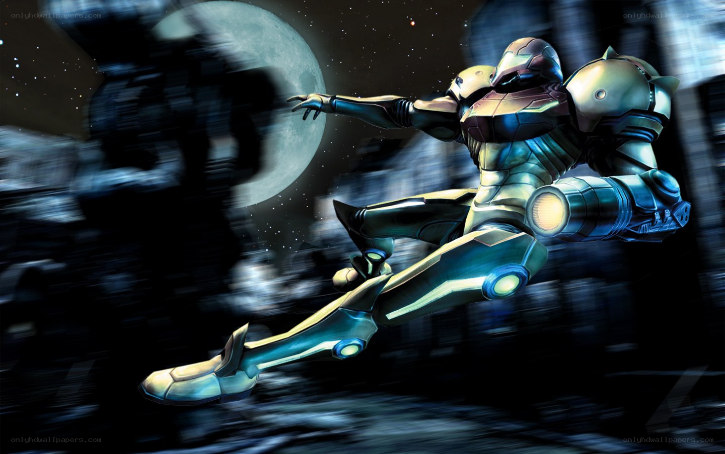 Samus Aran in flight