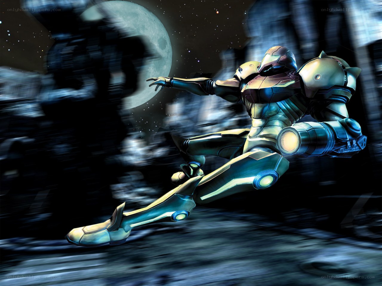 Samus Aran in flight