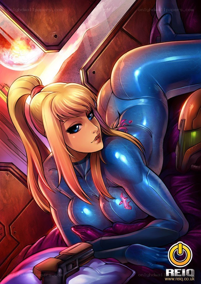 Samus Aran in futuristic setting