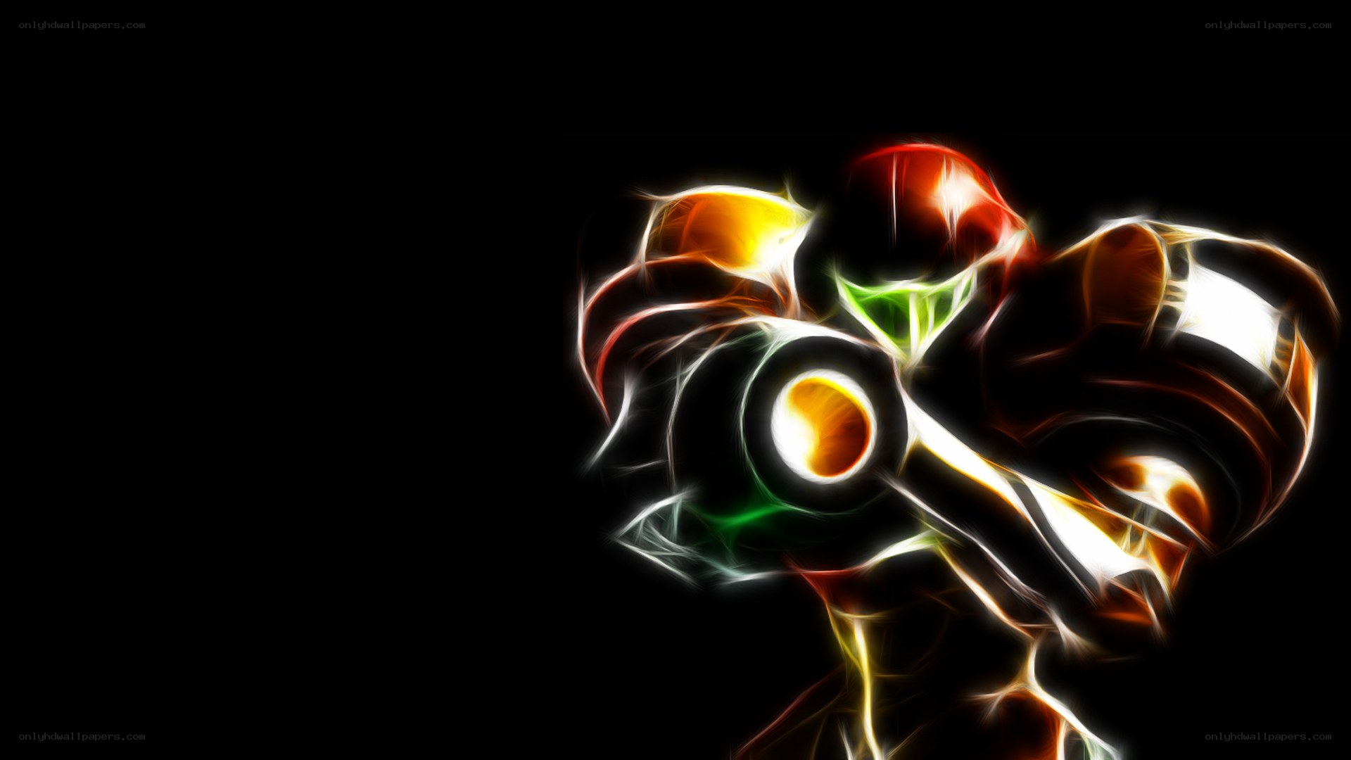 Samus Aran in glowing armor