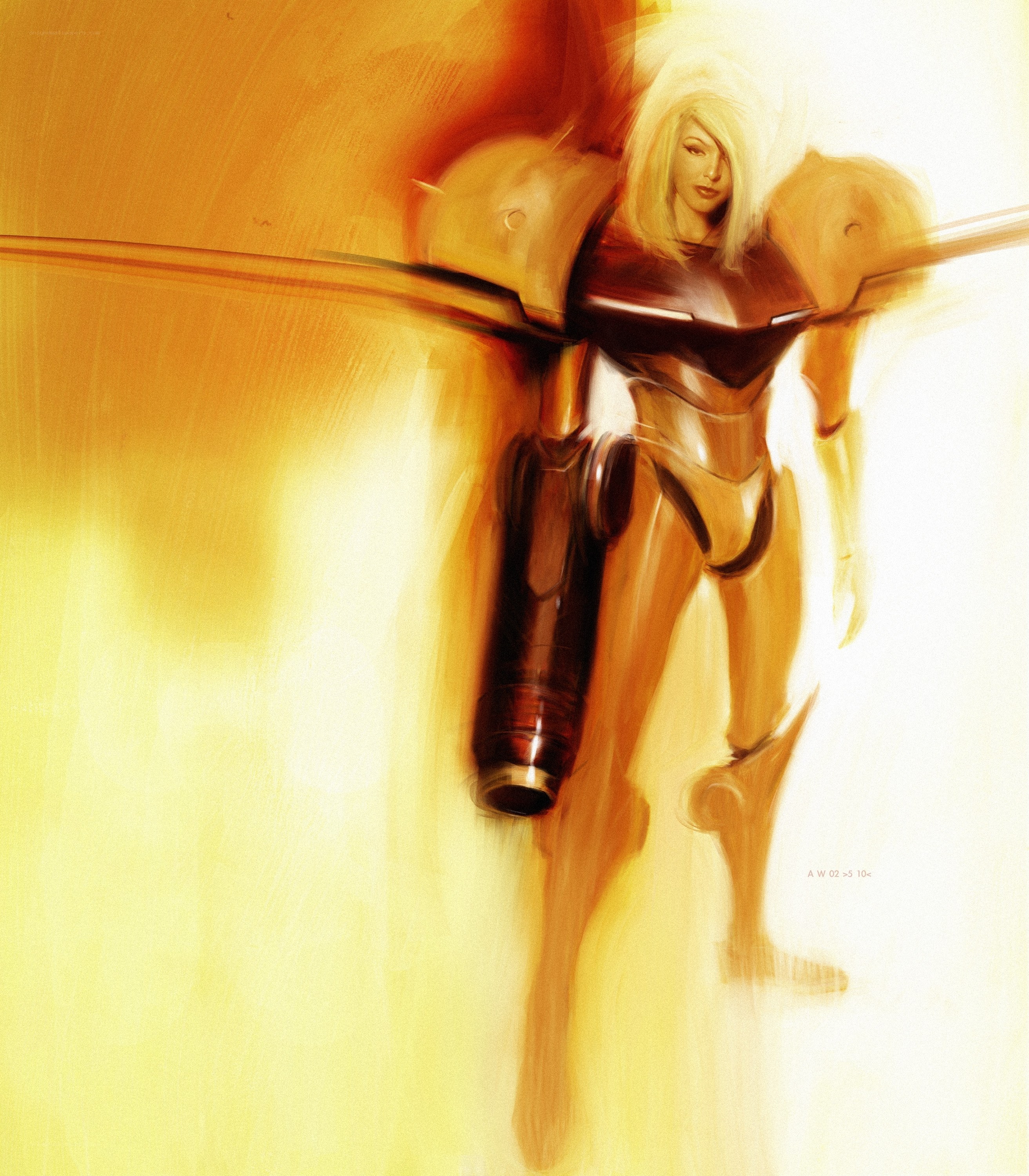 Samus Aran in golden light